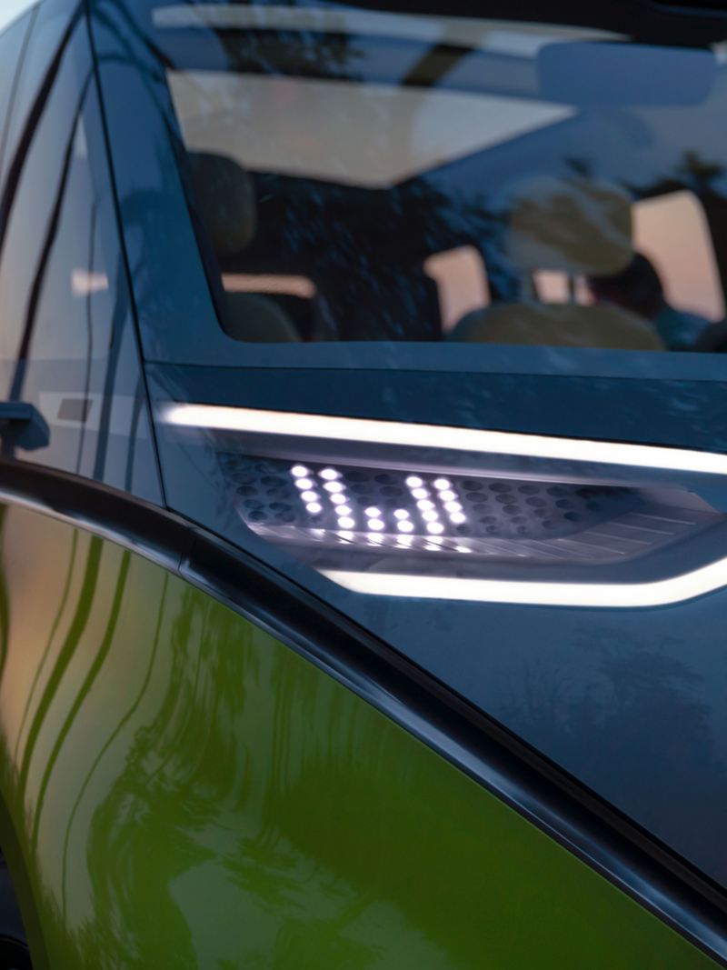 LED headlights of the ID. Buzz electric camper van in detail