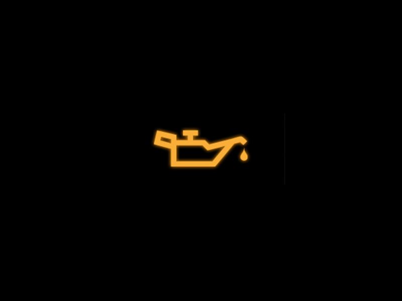 Amber engine oil level warning light