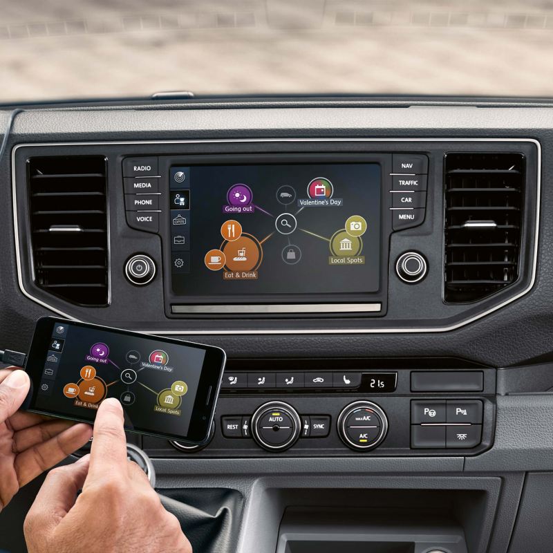 Driver using smartphone to connect to in-car system