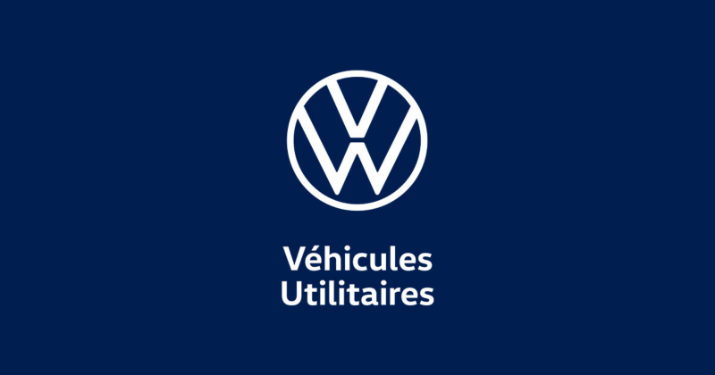 logo blanc fond bleu Volkswagen Véhicules Utilitaires