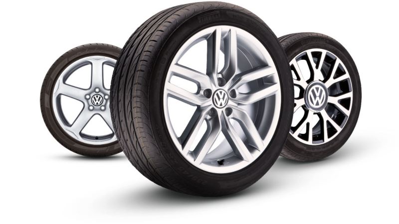 Three Volkswagen branded tyres