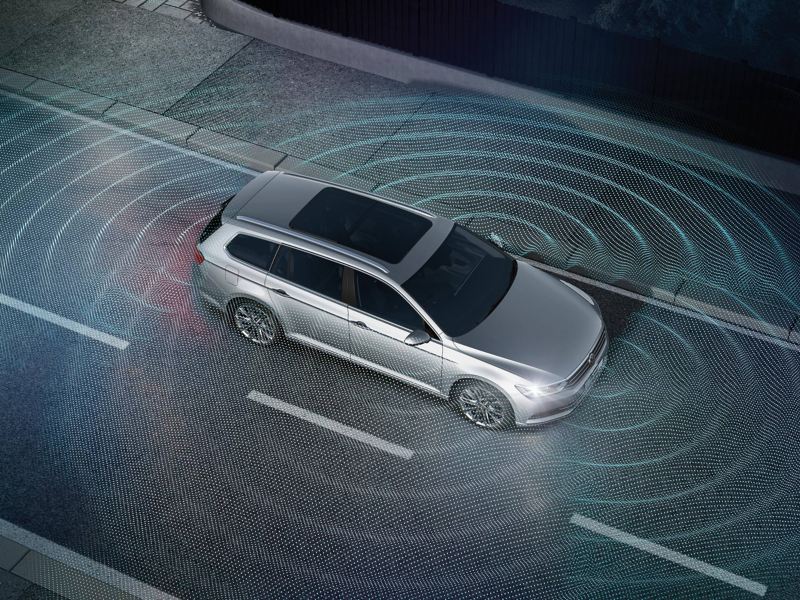 Visualisation of parking sensors around a car