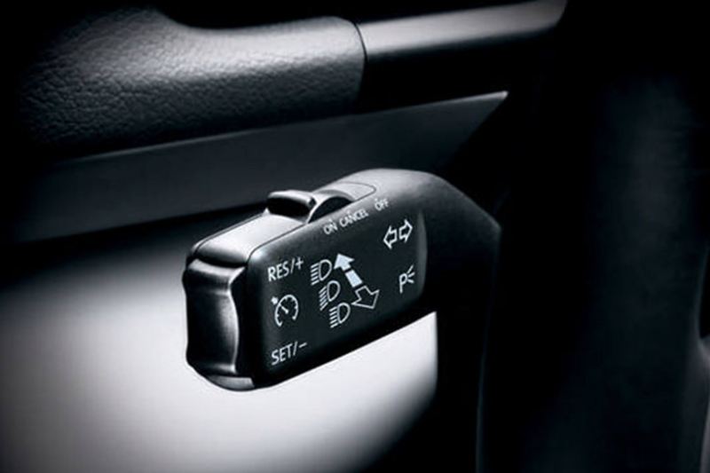 Close up of the headlight controls of a Volkswagen Jetta.