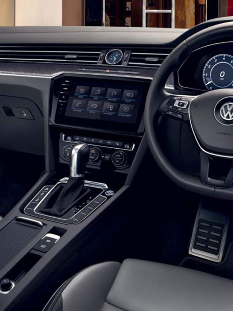 Interior dashboard shot of a Volkswagen Arteon.