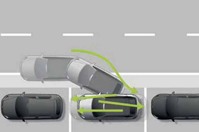 Arial shot of Park Assist system, in action.