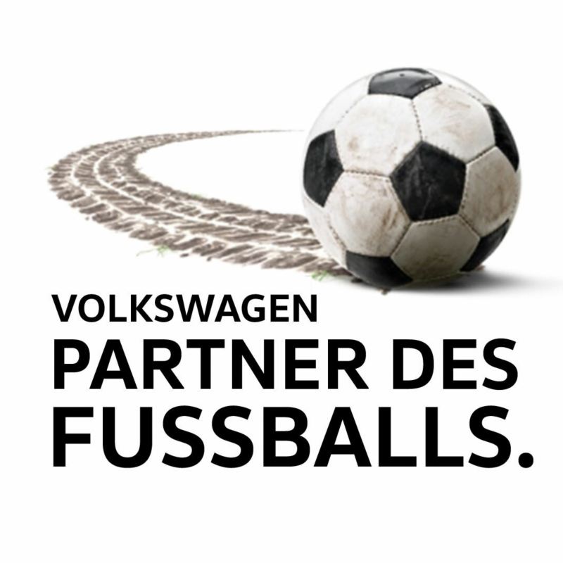 Illustration of a football with the lettering “Volkswagen Friend of Football”.