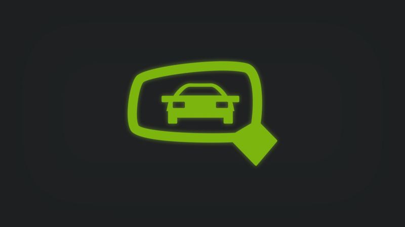 Kontrollleuchte mit Fahrzeug in Seitenspiegel leuchtet grün