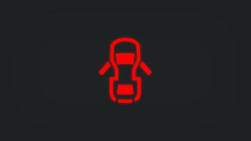 Kontrollleuchte mit zwei offenen Fahrzeugtüren leuchtet rot