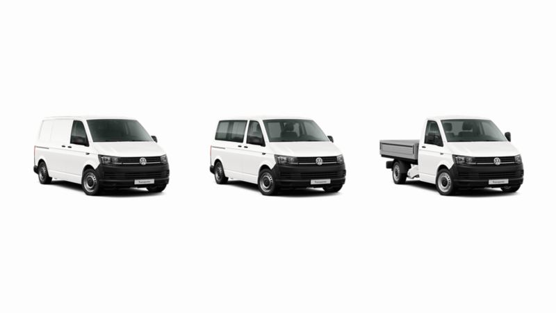 Transporter Bestelwagen Combi Pick-up wit 3/4 witte achtergrond