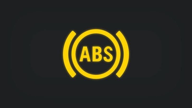 Kontrollleuchte mit Schriftzug ABS leuchtet gelb