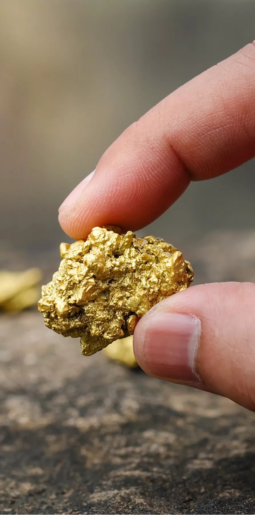 Eine Hand hält ein Goldstück