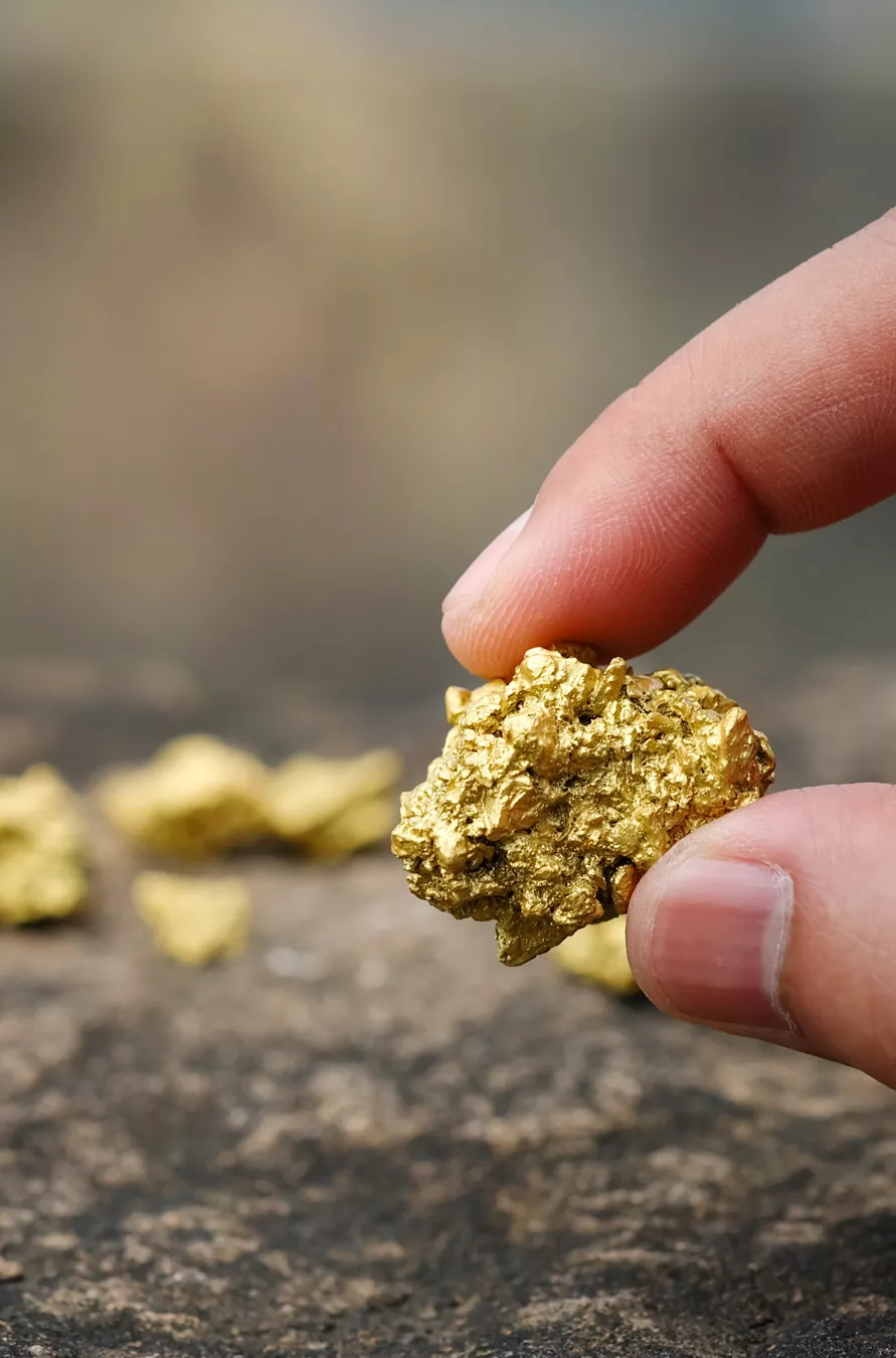 Eine Hand hält ein Goldstück