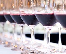 Glasses of red wine to be judged