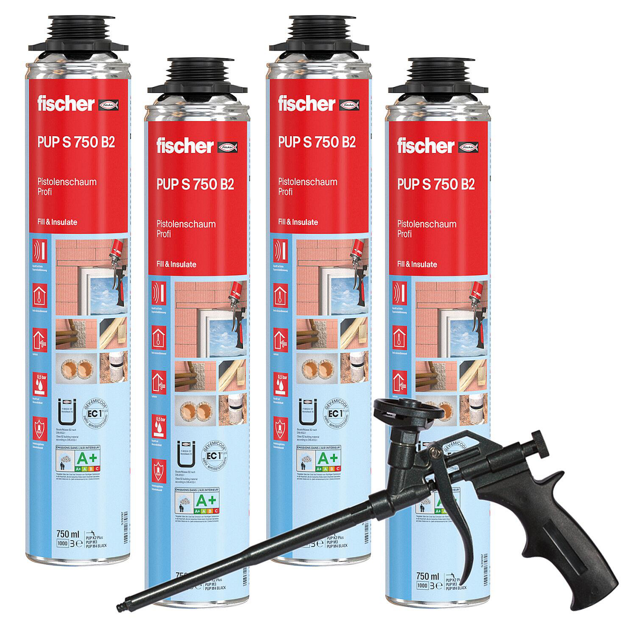 MSP24 Montageschaum Pistolenschaum 750ml + Reiniger + Schaumpistole Kombisets eB