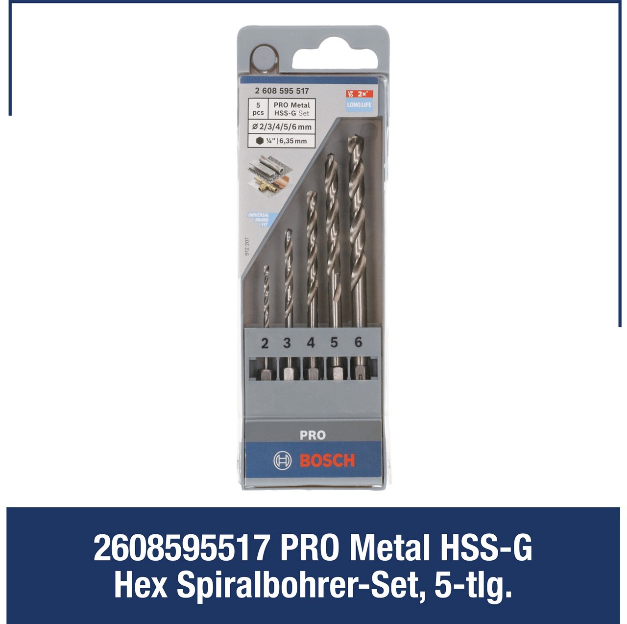 Pro Metal HSS-G Hex Spiralbohrer-Set, 5-tlg