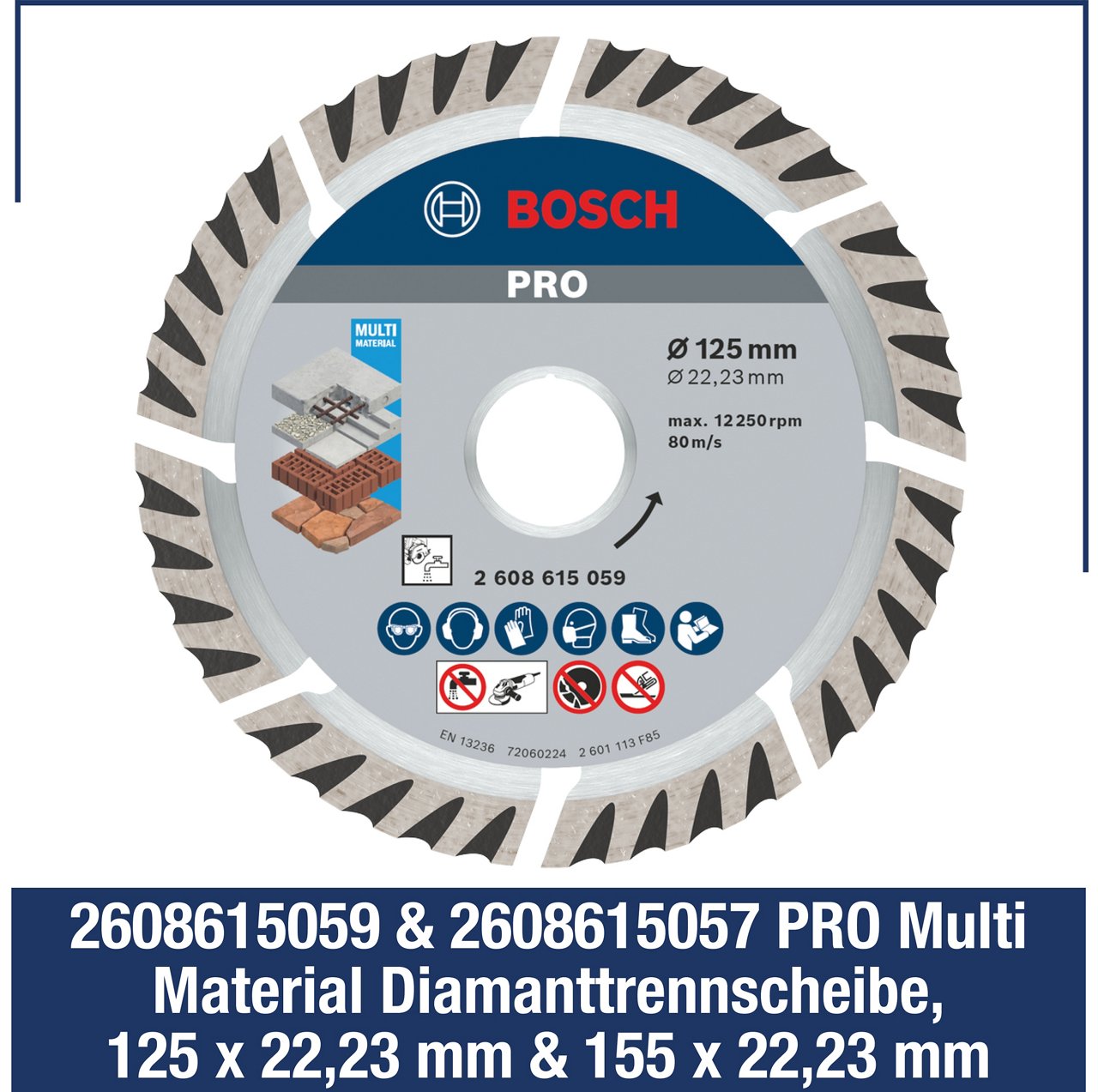 Pro Multi Material Diamond Cutting Blade 125 x 22.23 mm & 155 x 22.23 mm