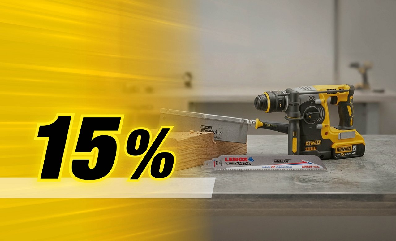 15 % auf Artikel von Dewalt, Stanley und Lenox, gültig bis 01.10.2026
