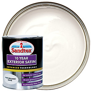 Sandtex 10 Year Exterior Satin Paint - Pure Brilliant White 750ml