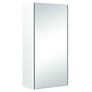 Wickes Semi-Frameless White Single Mirror Bathroom Cabinet - 310mm
