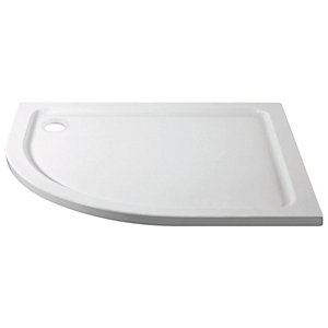 Wickes 45mm Offset Quadrant Left Hand Cast Stone Shower Tray - 1200 x 800mm