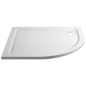 Wickes 45mm Offset Quadrant Right Hand Cast Stone Shower Tray - 1200 x 800mm