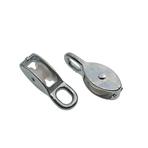Image of Wickes Bright Zinc Plated Rope Pulley 25mm Pack 2