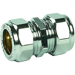 Primaflow Chrome Plated Compression Straight Coupling - 15mm