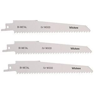 Wickes Reciprocating Saw Blades for Wood 150mm - Pack of 3