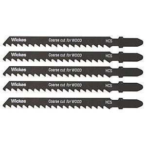 Wickes T Shank Coarse Cut Jigsaw Blade for Wood - Pack of 5