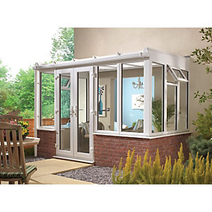 Wickes Lean To Dwarf Wall White Conservatory - 15 x 8ft