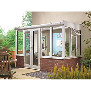 Wickes Lean To Dwarf Wall White Conservatory - 15 x 10ft