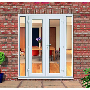 uPVC French Doors Outwards Opening with 2x 300mm Side Panels