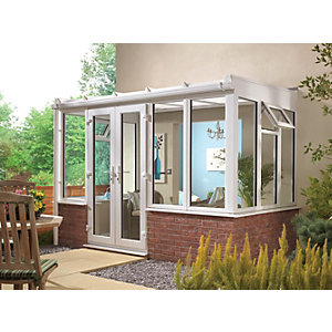 Wickes Lean To Dwarf Wall White Conservatory - 8 x 6ft