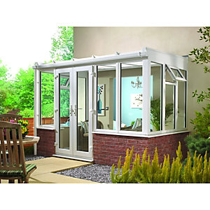 Wickes Lean To Dwarf Wall White Conservatory - 10 x 8ft