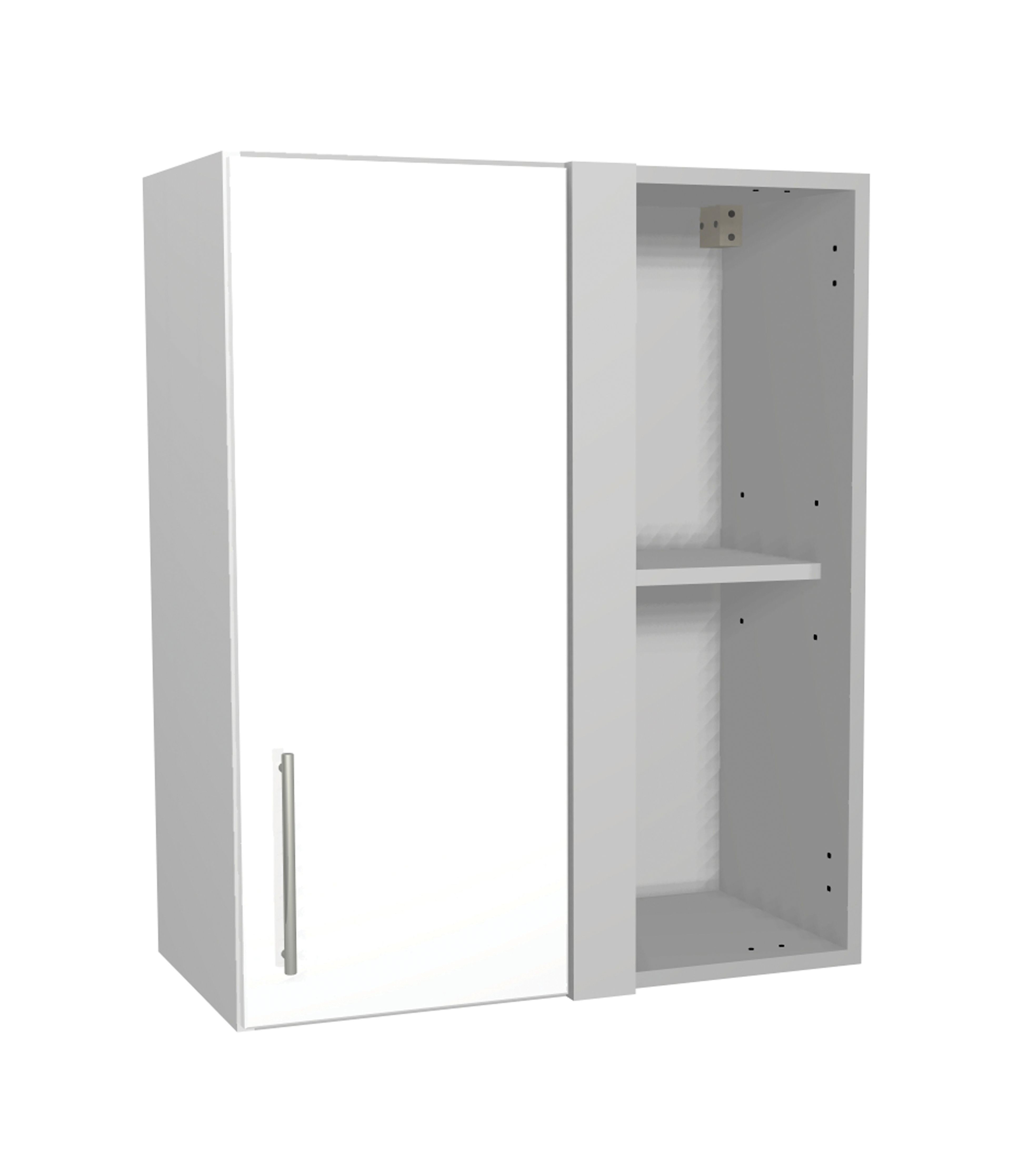 Wickes Orlando White Gloss Slab Corner Wall Unit - 600mm