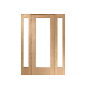 Wickes Oxford Fully Glazed Oak Internal Room Divider 762mm Door with 2 Demi Panels - 2017mm x 1468mm