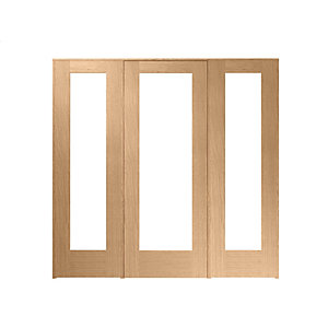 Wickes Oxford Fully Glazed Oak Internal Room Divider 762mm Door with 2 Side Panels - 2017mm x 2078mm