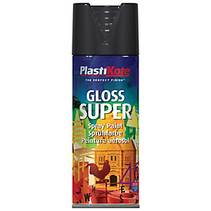 Plastikote Super Spray Paint Gloss Black 400ml 445692