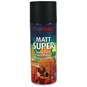 Plastikote Super Spray Paint - Matt Black 400ml 445684
