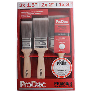 ProDec Premier Synthetic Brush Set (inc free angled brush) - Pack of 6