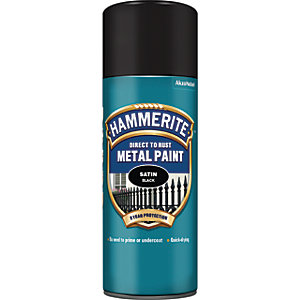 Hammerite Metal Aerosol Satin Paint - Black - 400ml