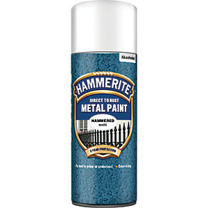 Hammerite Metal Aerosol Hammered Paint - Whte - 400ml