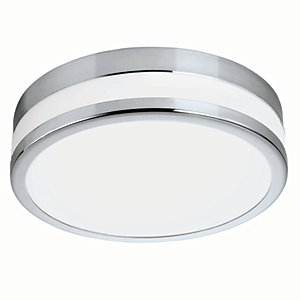 Eglo Palermo LED Chrome & White Glass Bathroom Round Ceiling Light - 11W