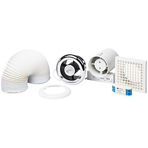 Manrose In-Line Shower Fan Light Kit with Timer & LED - White 100mm