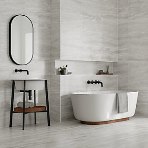 Wickes Callika Mist Grey Porcelain Wall & Floor Tile - 600 x 300mm