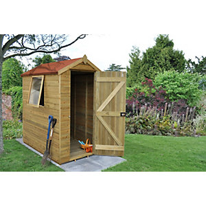 Forest Garden 6 x 4ft Tongue & Groove Apex Pressure Treated Shed with Assembly