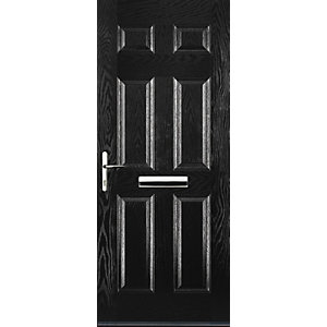 Euramax 6 Panel Black Right Hand Composite Door