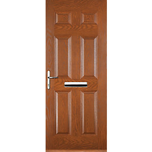 Euramax 6 Panel Oak Right Hand Composite Door