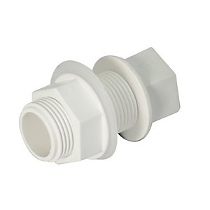 FloPlast OS14W Overflow System Straight Tank Connector - White 21.5mm
