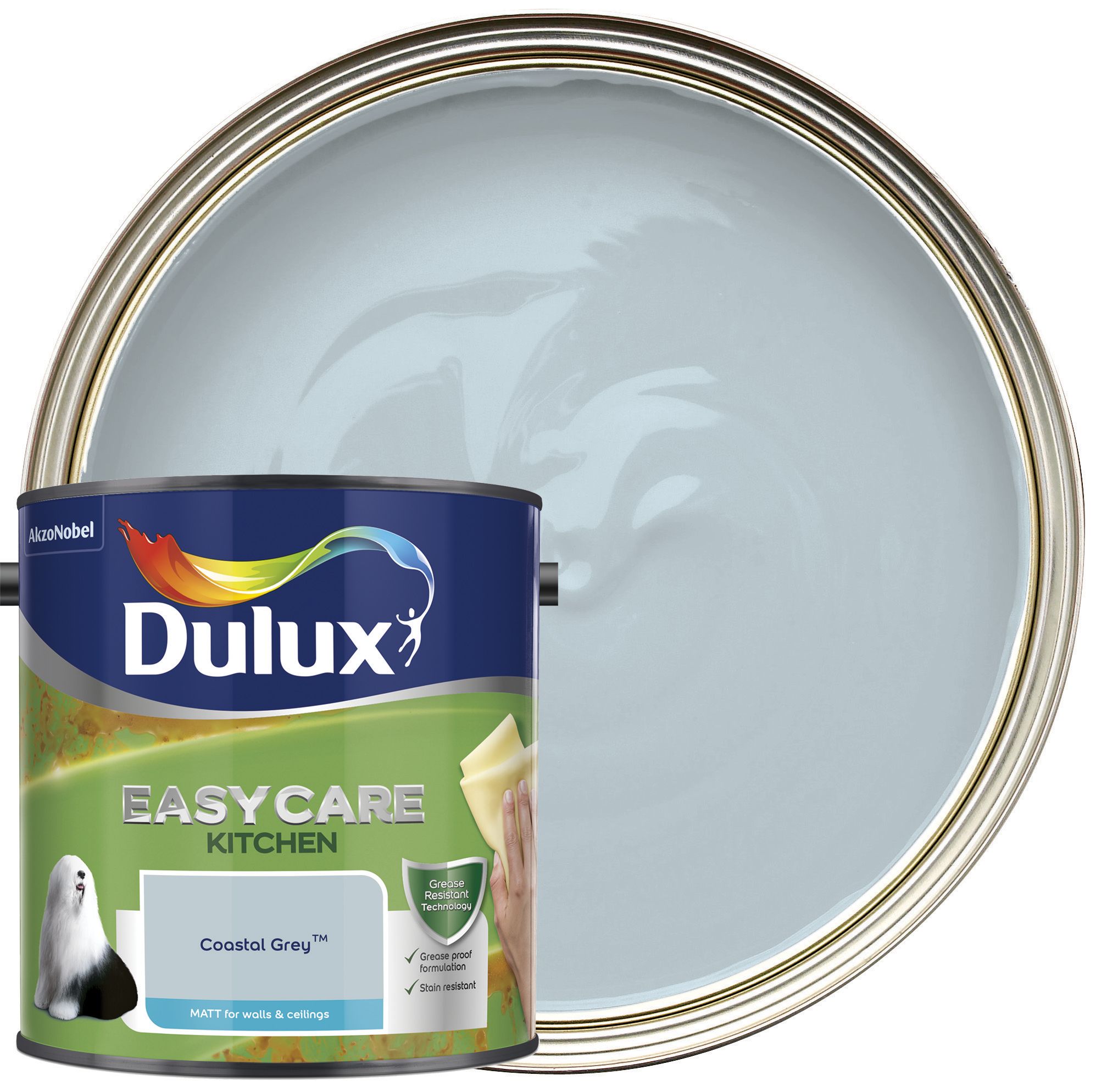 Dulux Easycare Kitchen Matt Emulsion Paint - Coastal Grey - 2.5L